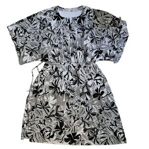 Coldwater Creek black & white floral stretch jersey dress 1x